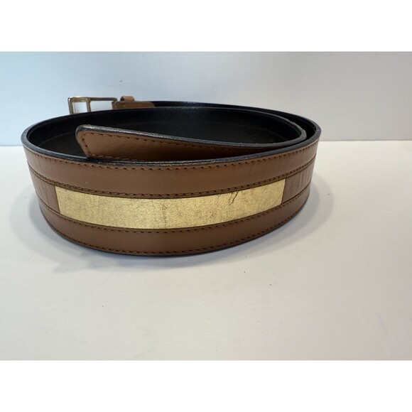 Escada Vintage Retro Leather Wide Belt Gold Brown Buckle Made in Germany 38 - Picture 8 of 14